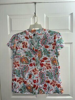 Floral Paisley Short-Sleeve Blouse - Multicolor